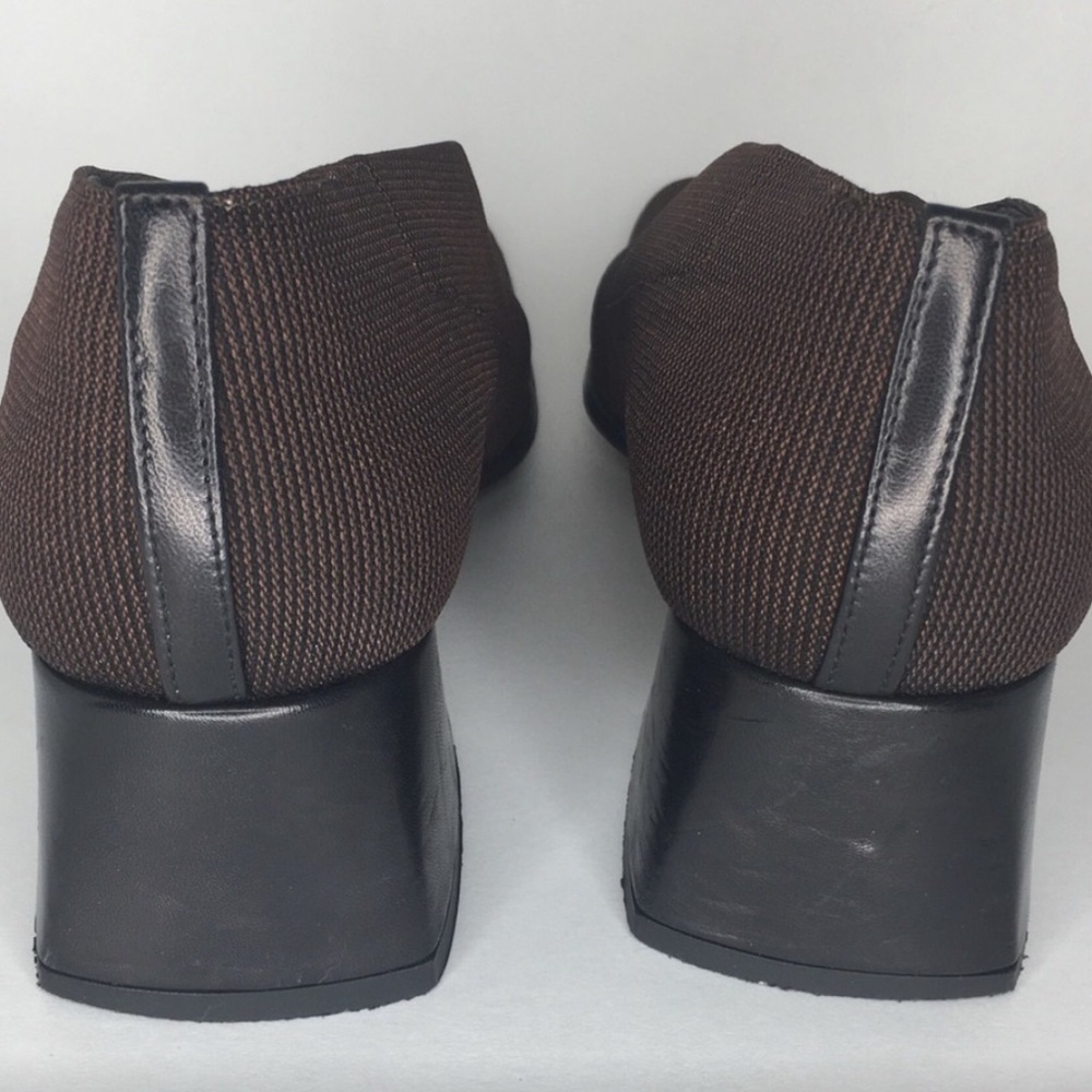 Vintage Italian Prevata Brown Square Toe Block Heel Loafers Size 8 - Picture 7 of 7